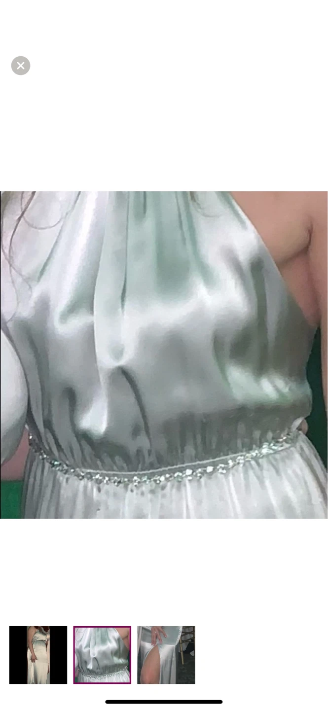 Satin Maxi Dress with Rhinestone Belt - photo 2