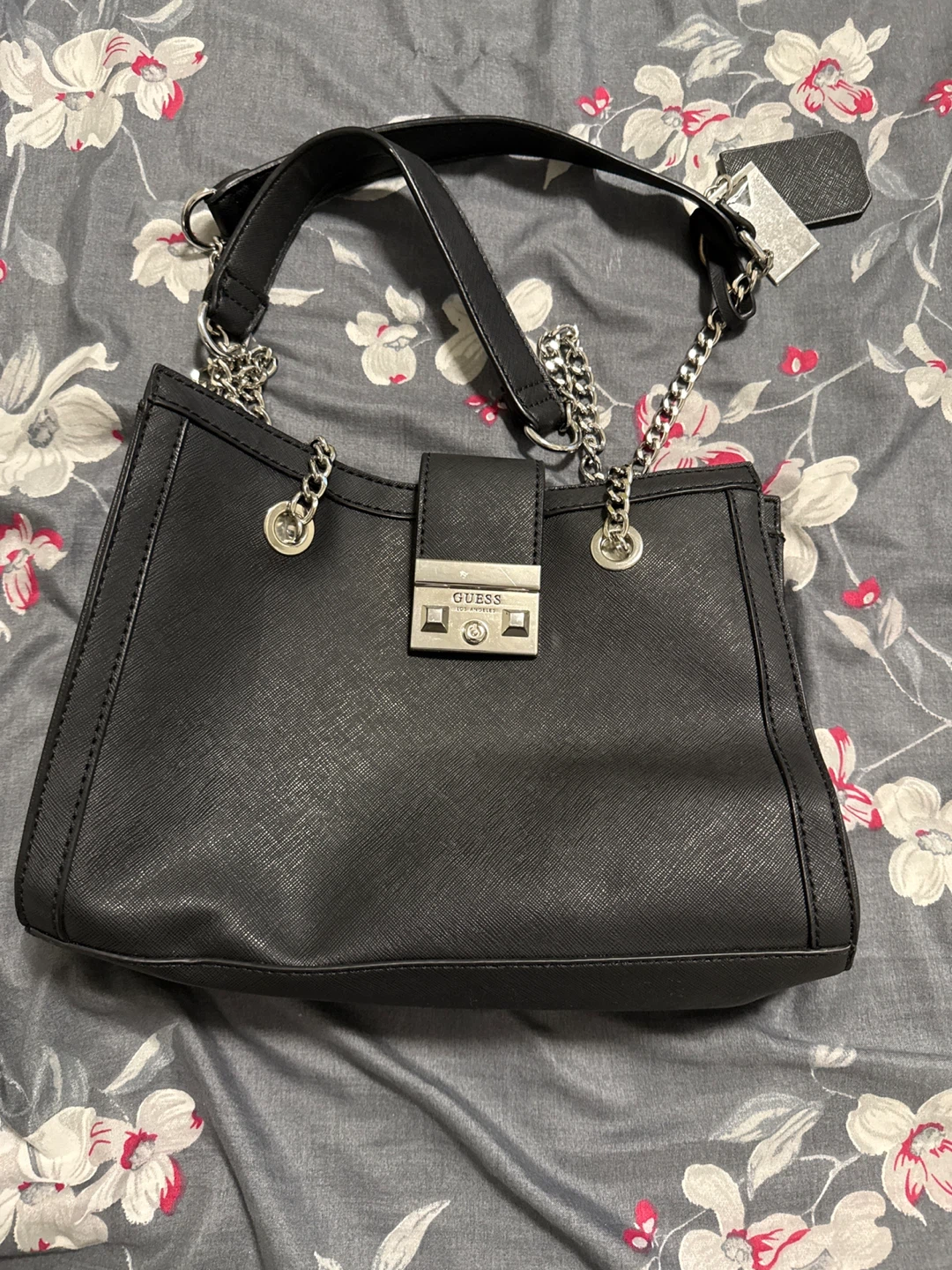 Guess Handbag Black Saffiano Leather Silver Hardware - photo 2