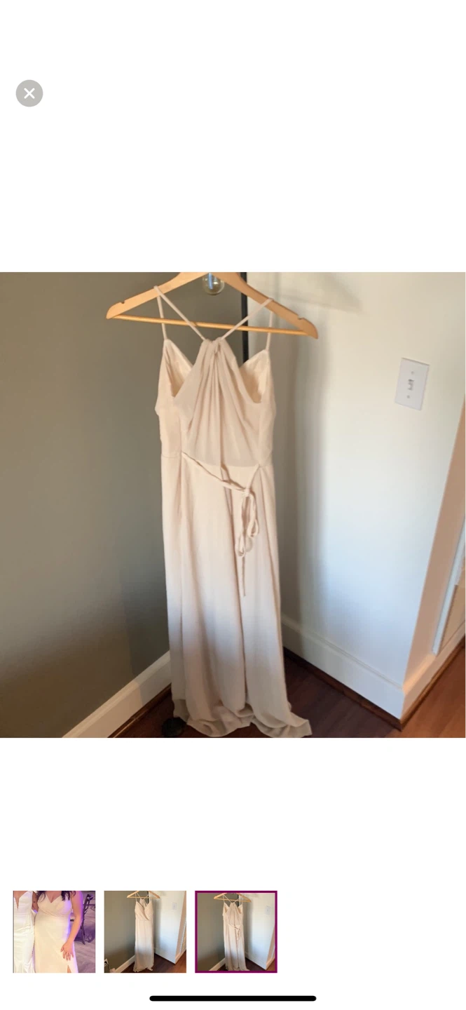 Long Beige Chiffon Bridesmaid Dress - photo 2