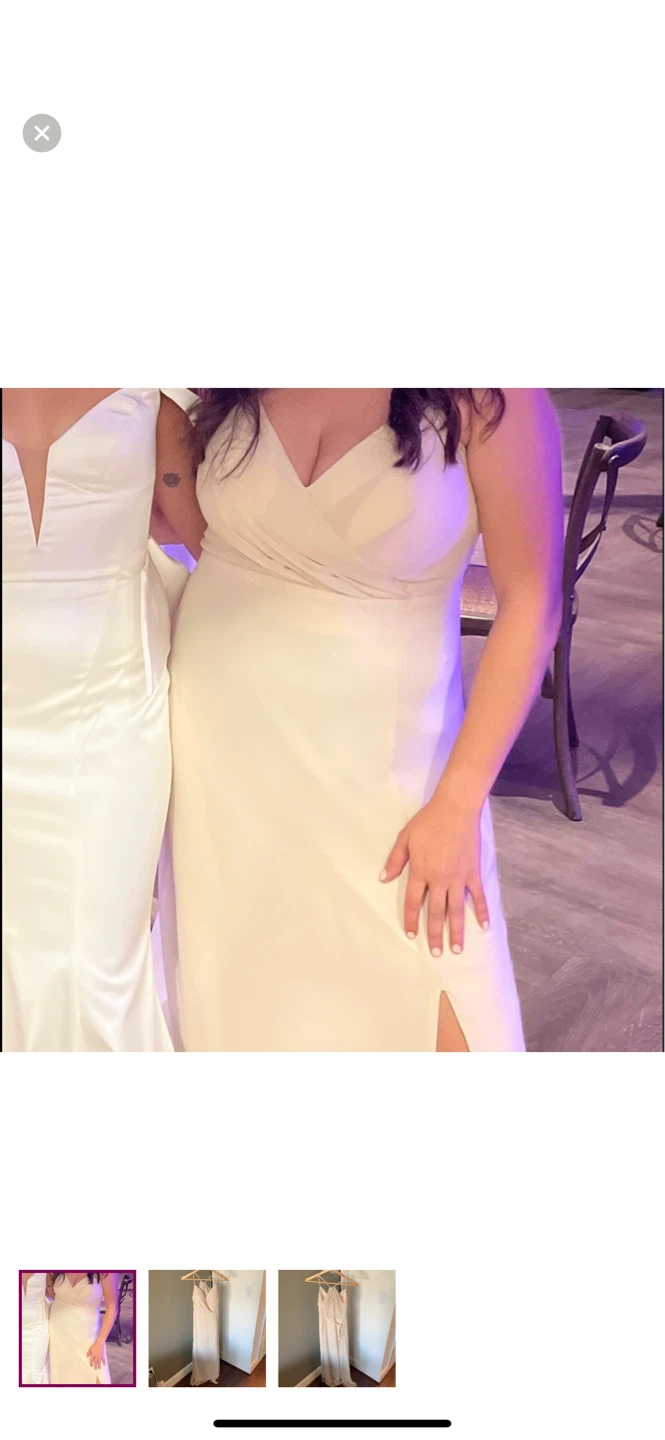 Long Beige Chiffon Bridesmaid Dress