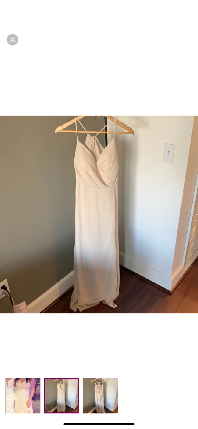 Long Beige Chiffon Bridesmaid Dress - photo 3
