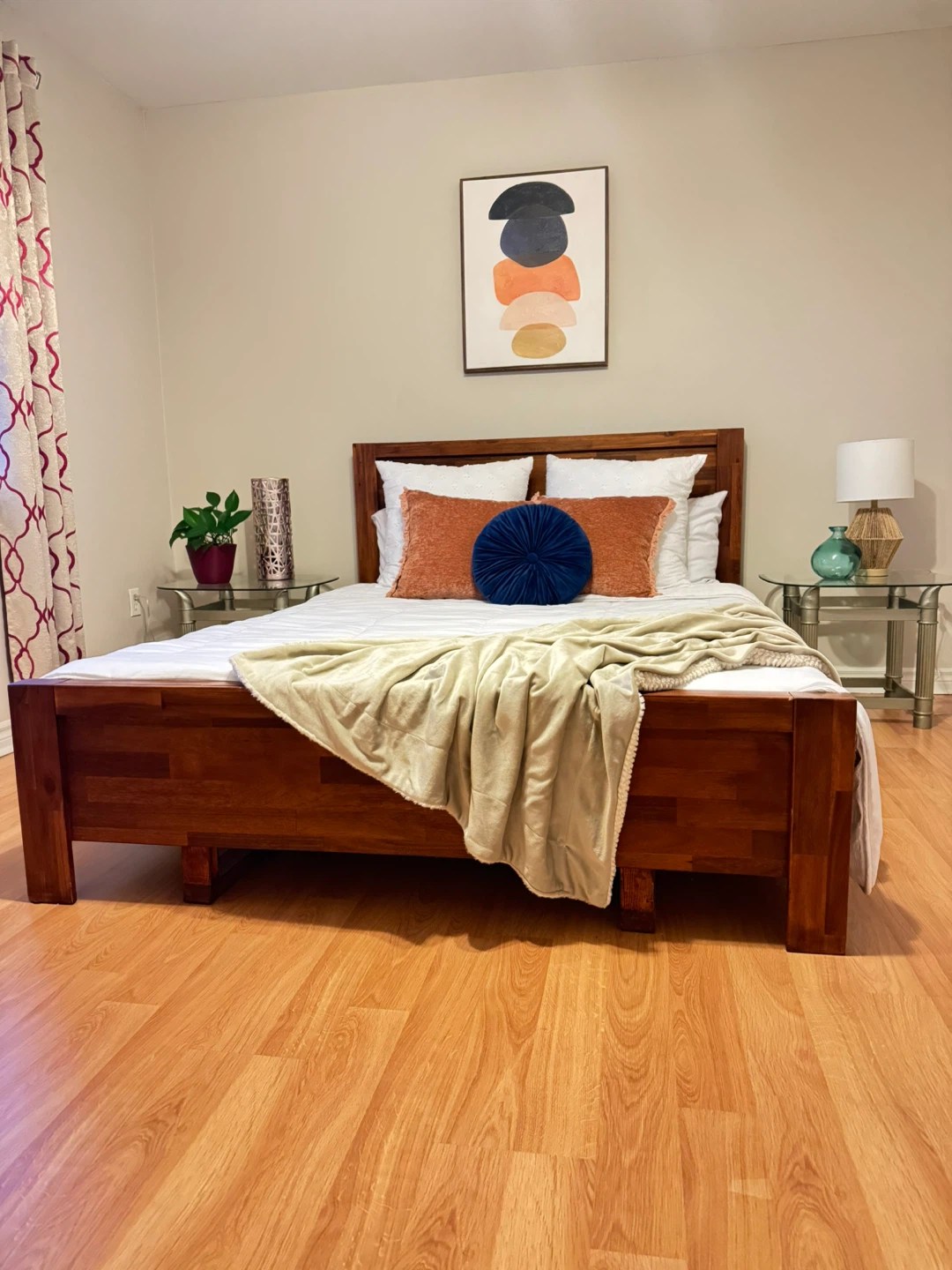 Queen Bed Frame Set (Structube) + 2 Glass Top Side Tables – OBO - photo 4