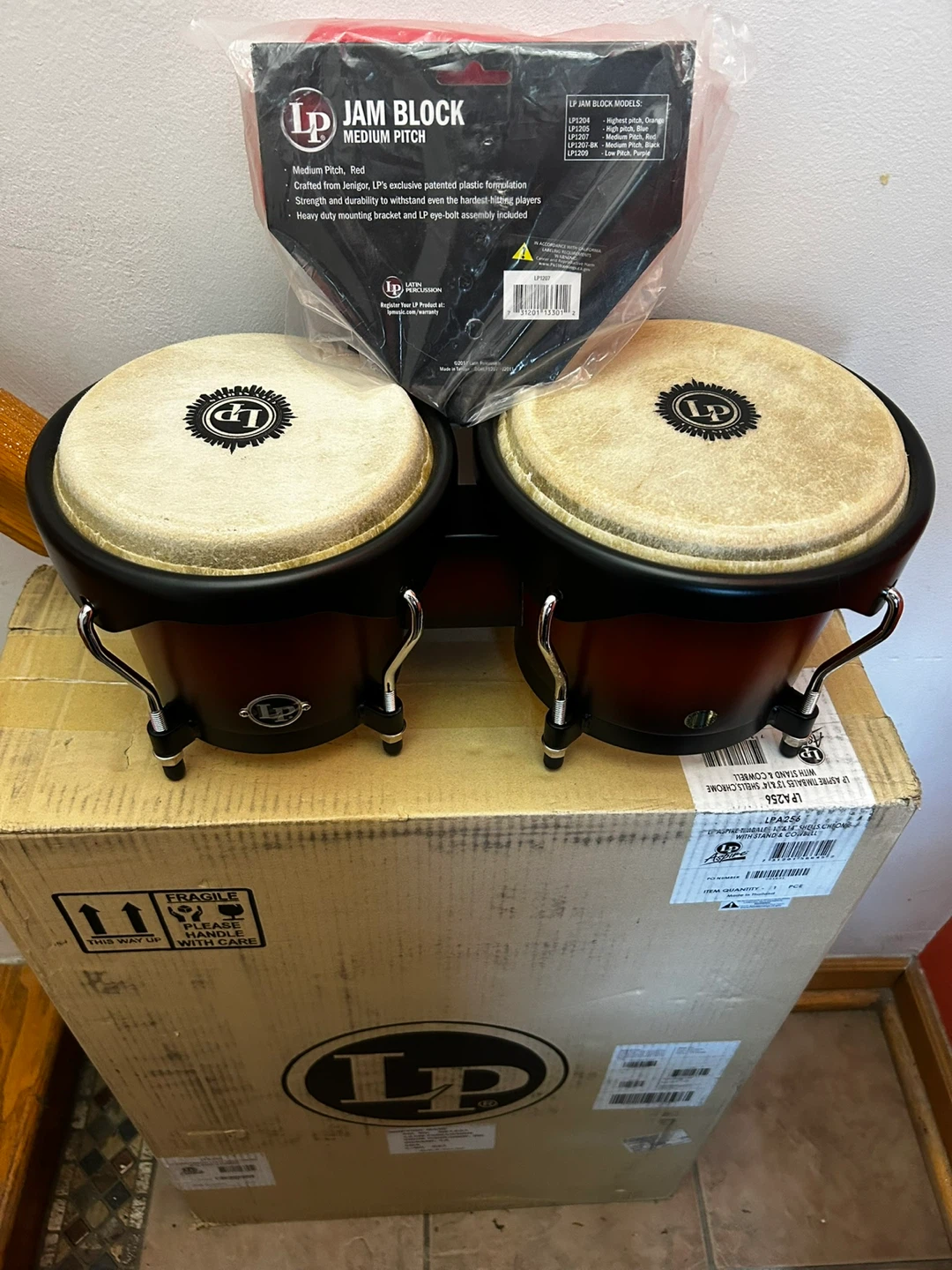 LP Bongo Drums with Jam Block