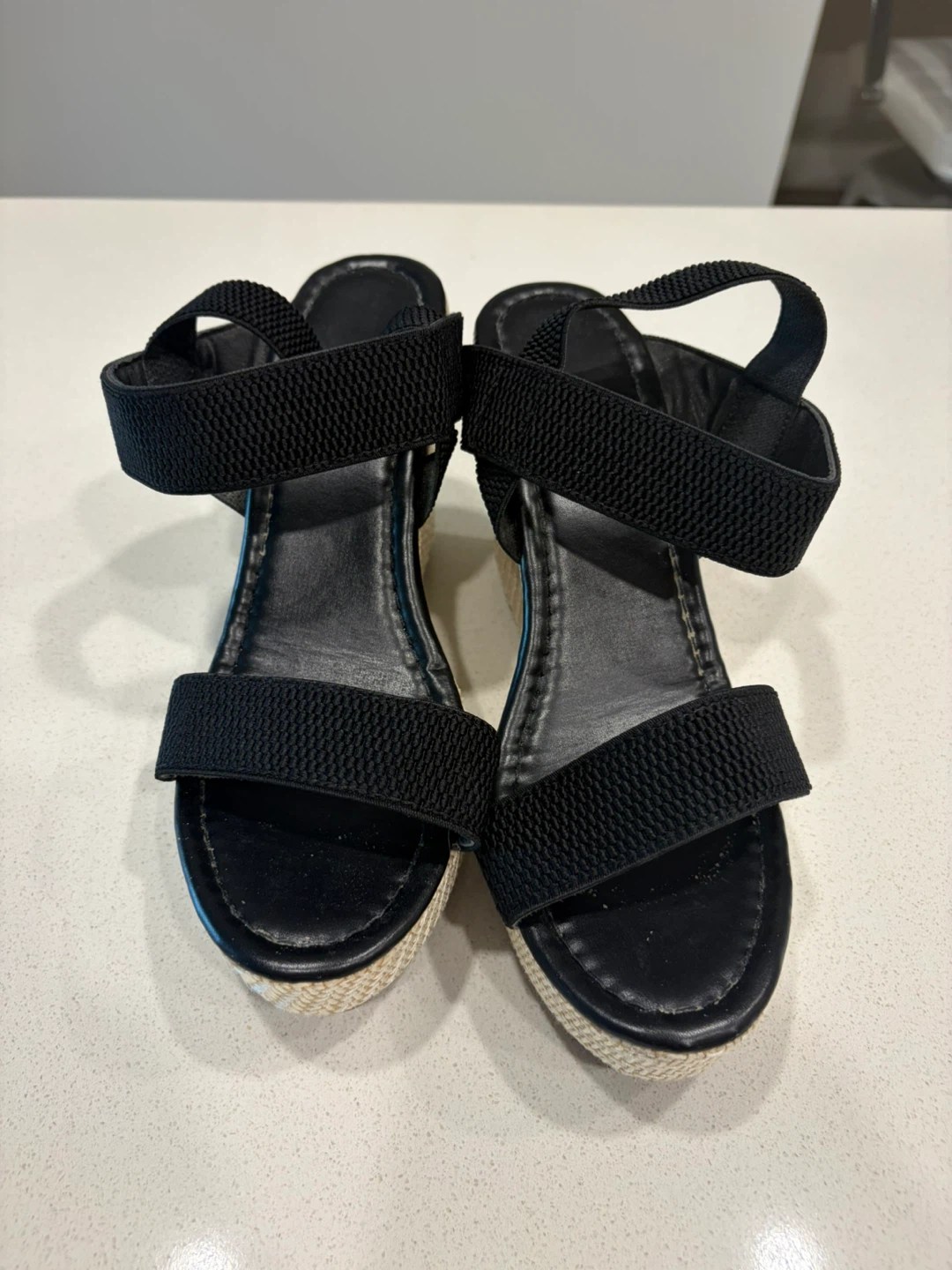 Black Wedge Sandals