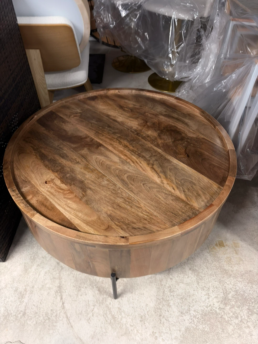 Round Lift-Top Coffee Table - Real Wood