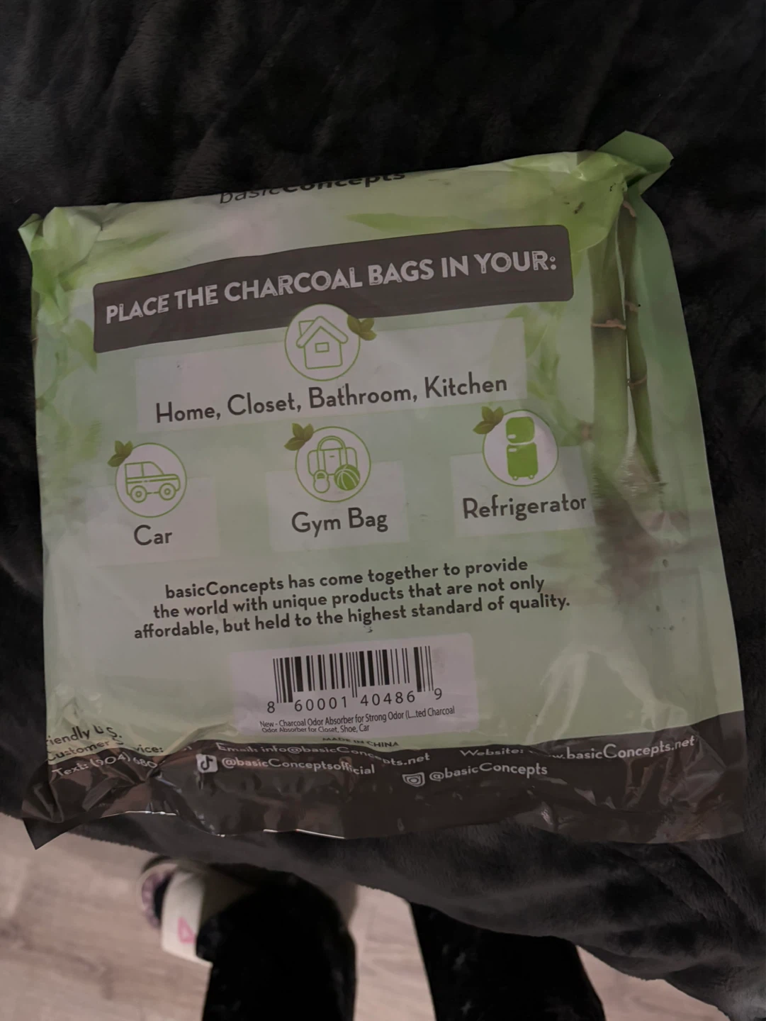 Basic Concepts Bamboo Charcoal Odor Absorbing Bags, 6 Pack - photo 2