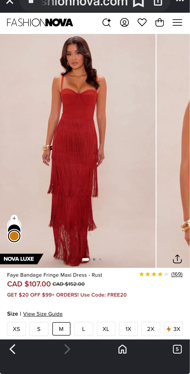 Fashion Nova Faye Bandage Fringe Maxi Dress - Rust - photo 2