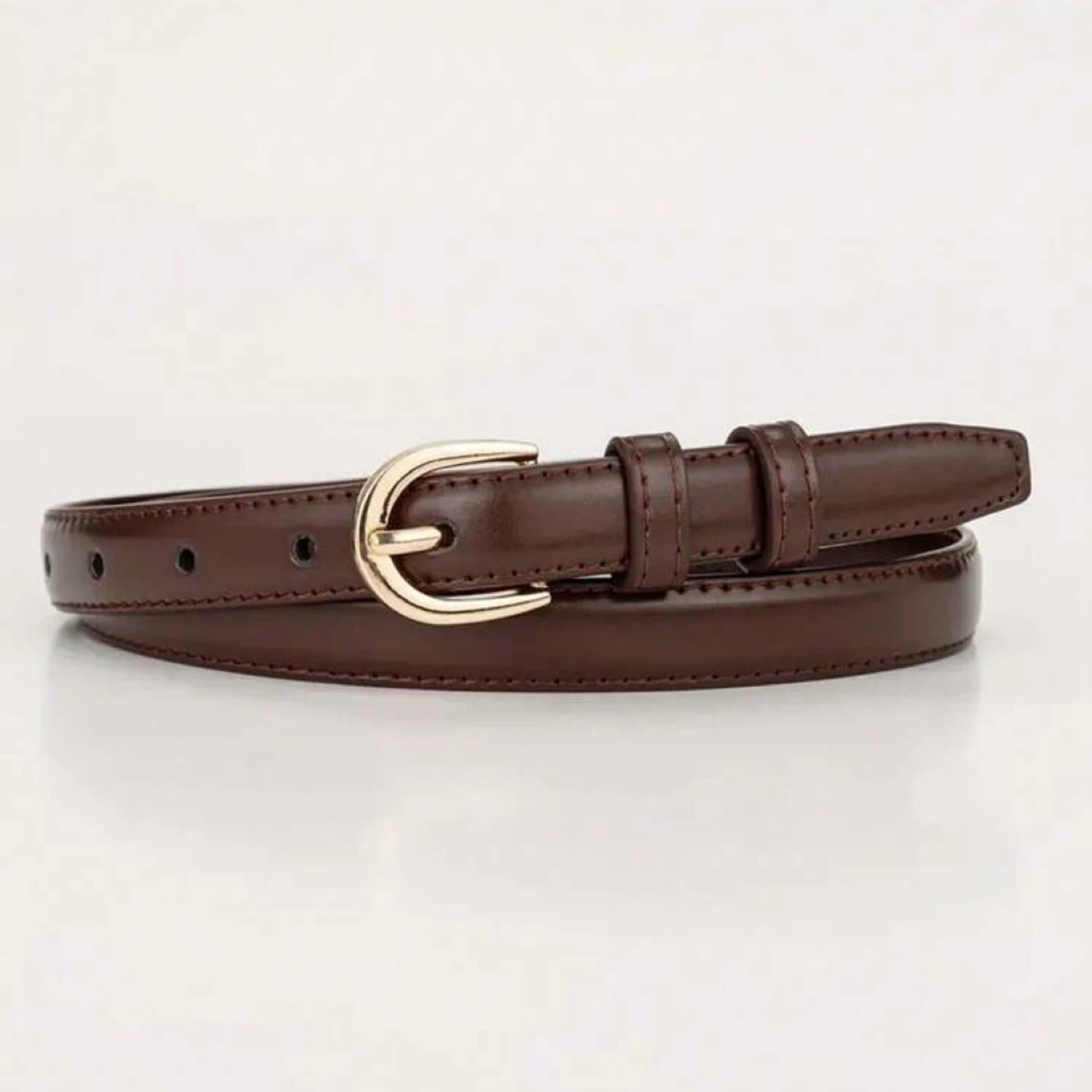 Dark Brown Gold Buckle Belt