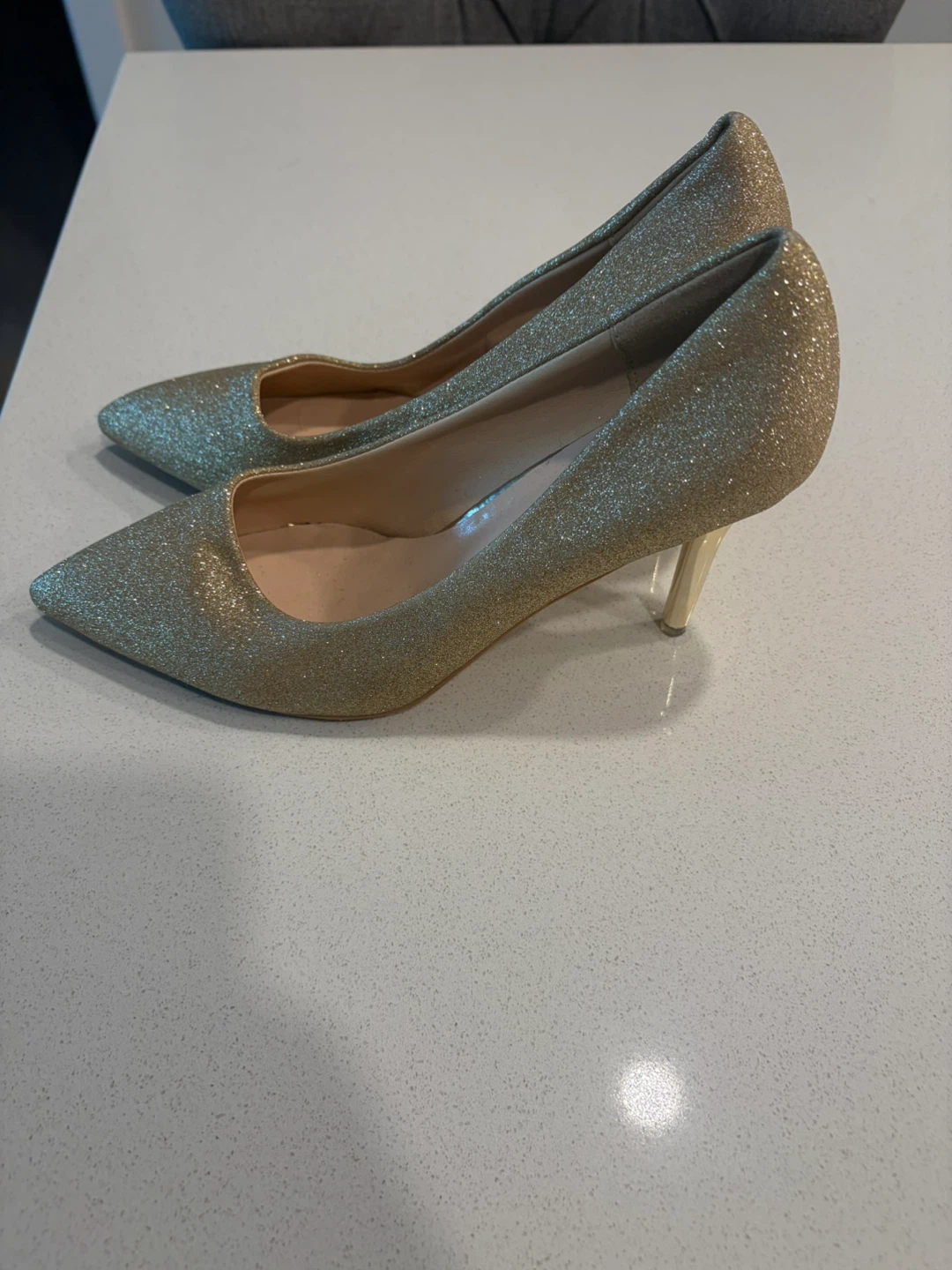 Sparkly Gold High Heel Pumps