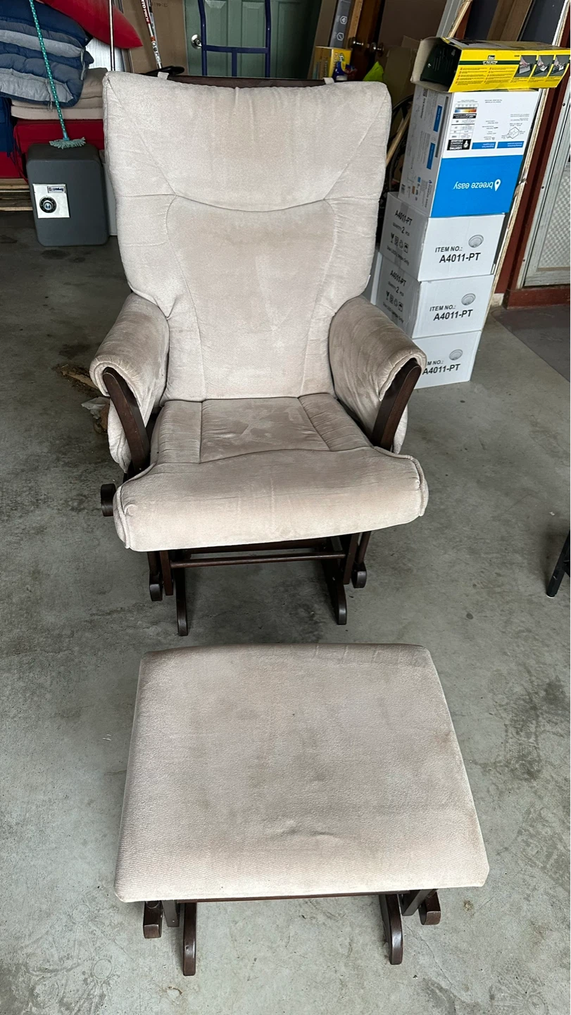 Upholstered Glider Chair and Ottoman Set