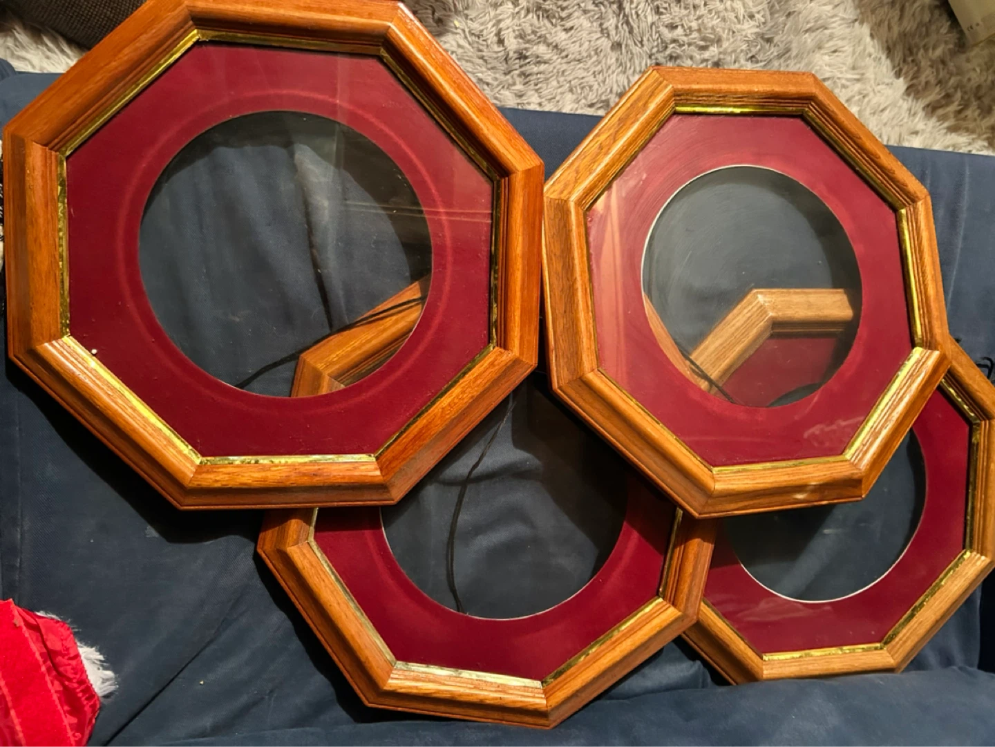 Set of 4 Octagon Wood collector plate frames
