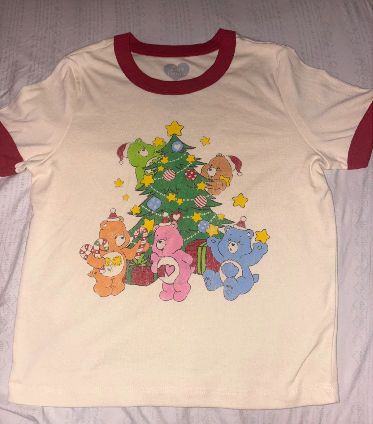 Care Bears Christmas Ringer Crop Tee