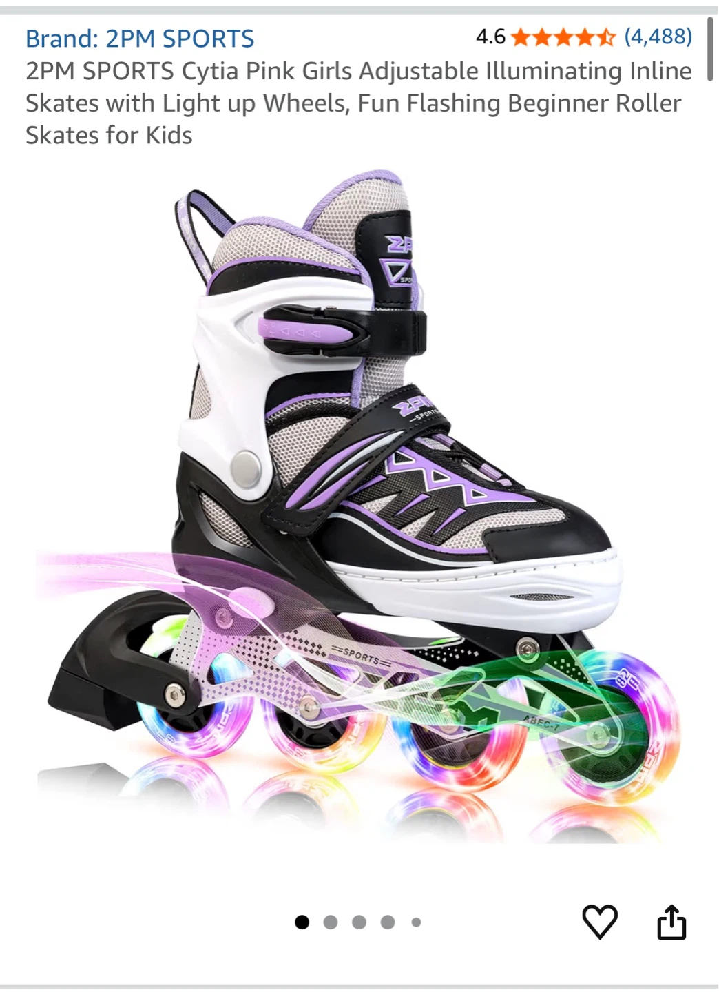 2PM SPORTS Cytia Pink Girls Adjustable Inline Skates - Medium - photo 2