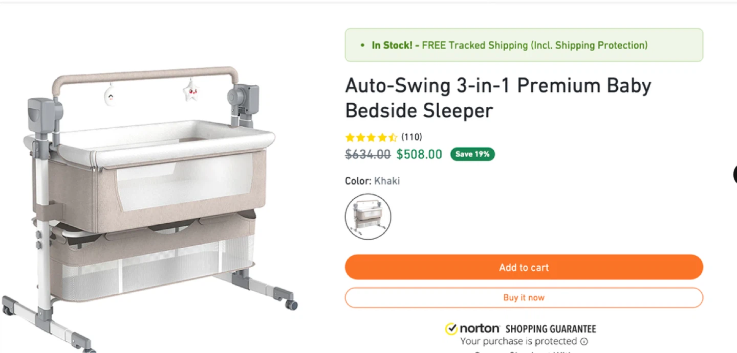 Auto-Swing 3-in-1 Premium Baby Bedside Sleeper Bassinet - photo 2