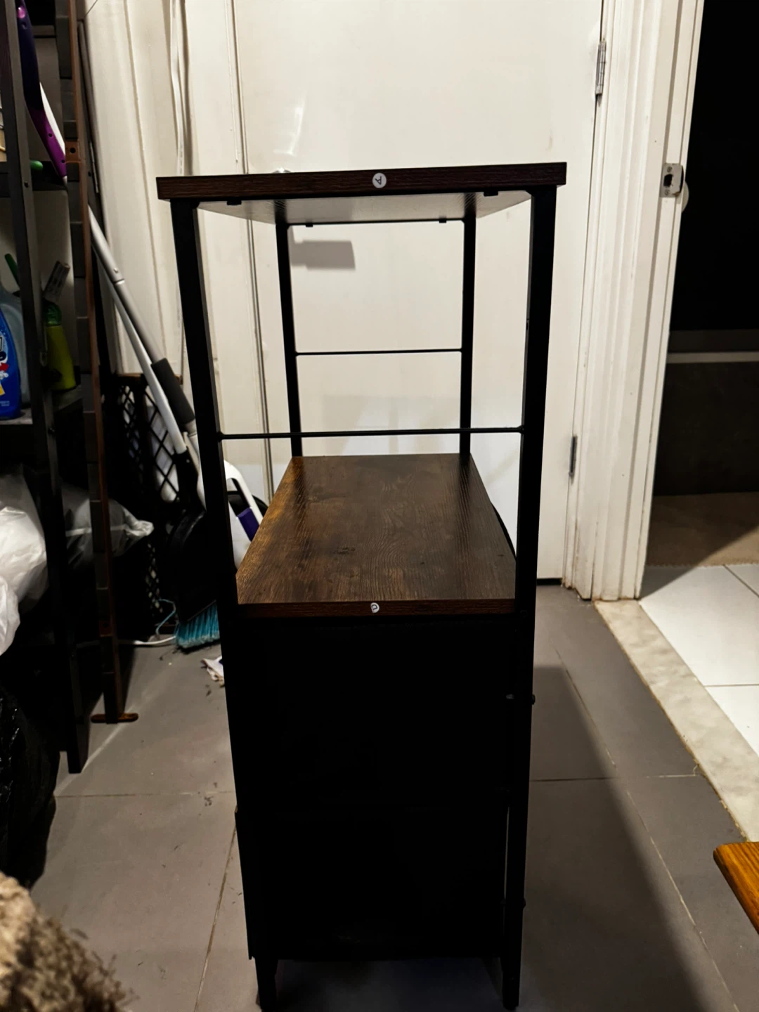 Wood and Metal Storage Shelf with Drawers - photo 2