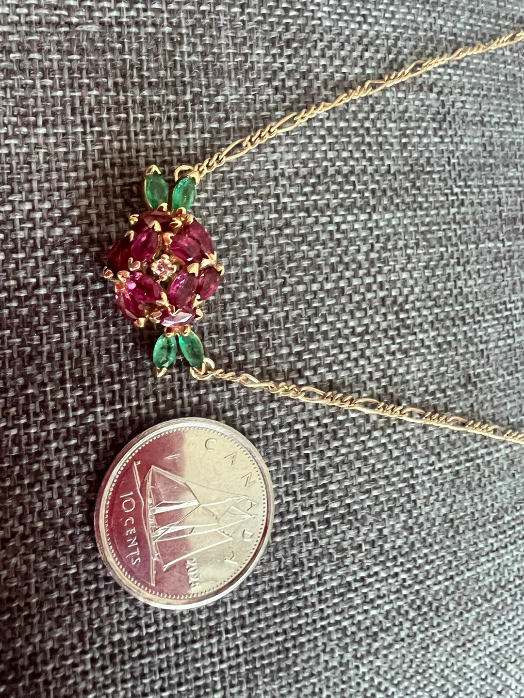 14 k Necklace with Rubies and Emeralds - photo 2