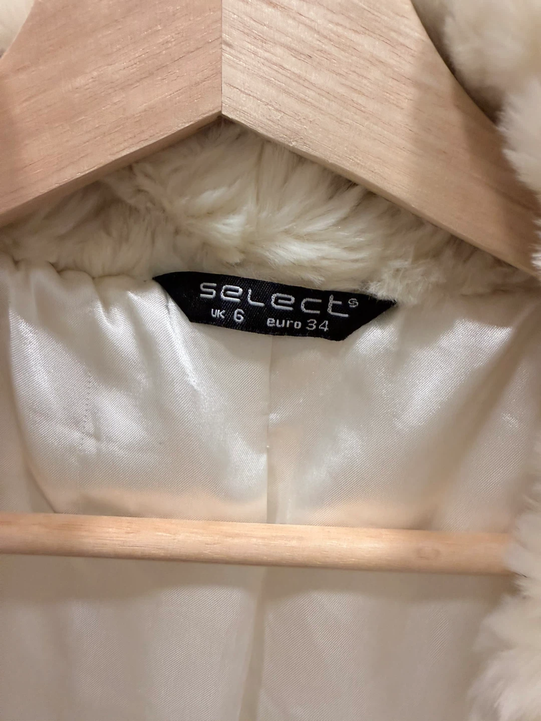 Select Cream Faux Fur Coat