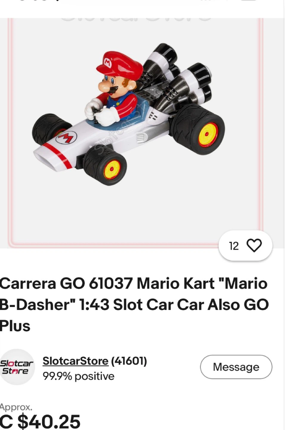 Mario Kart "Mario B-Dasher" 1:43 Slot Car - photo 2
