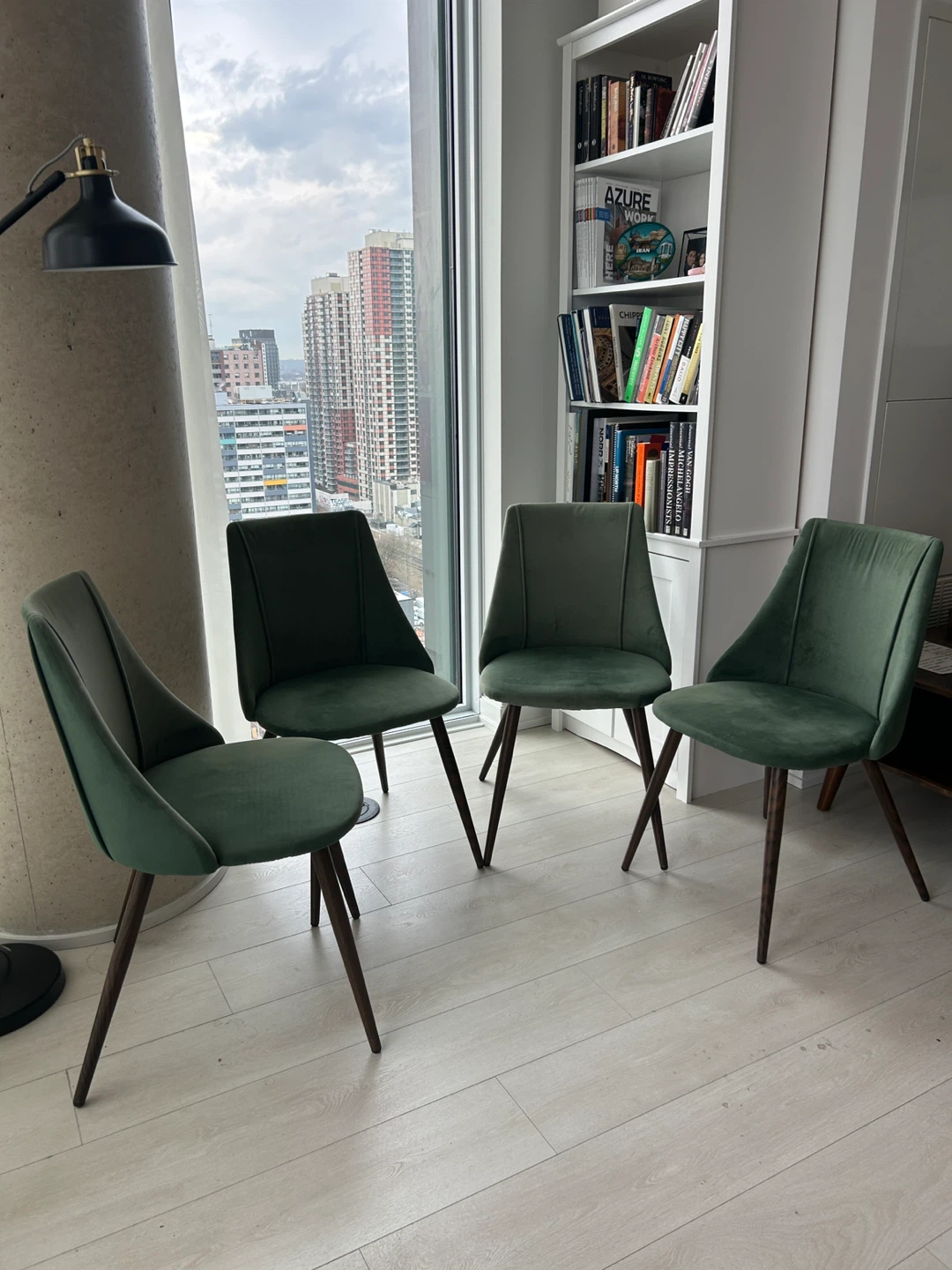 Set of 4 Green Velvet Chairs