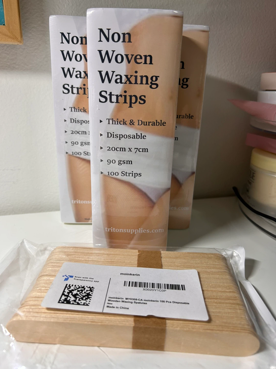 Waxing Strips and Wooden Spatulas
