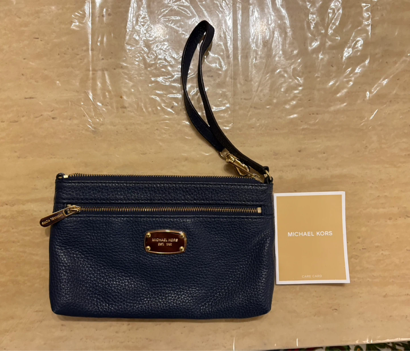 Michael Kors Navy Leather Wristlet