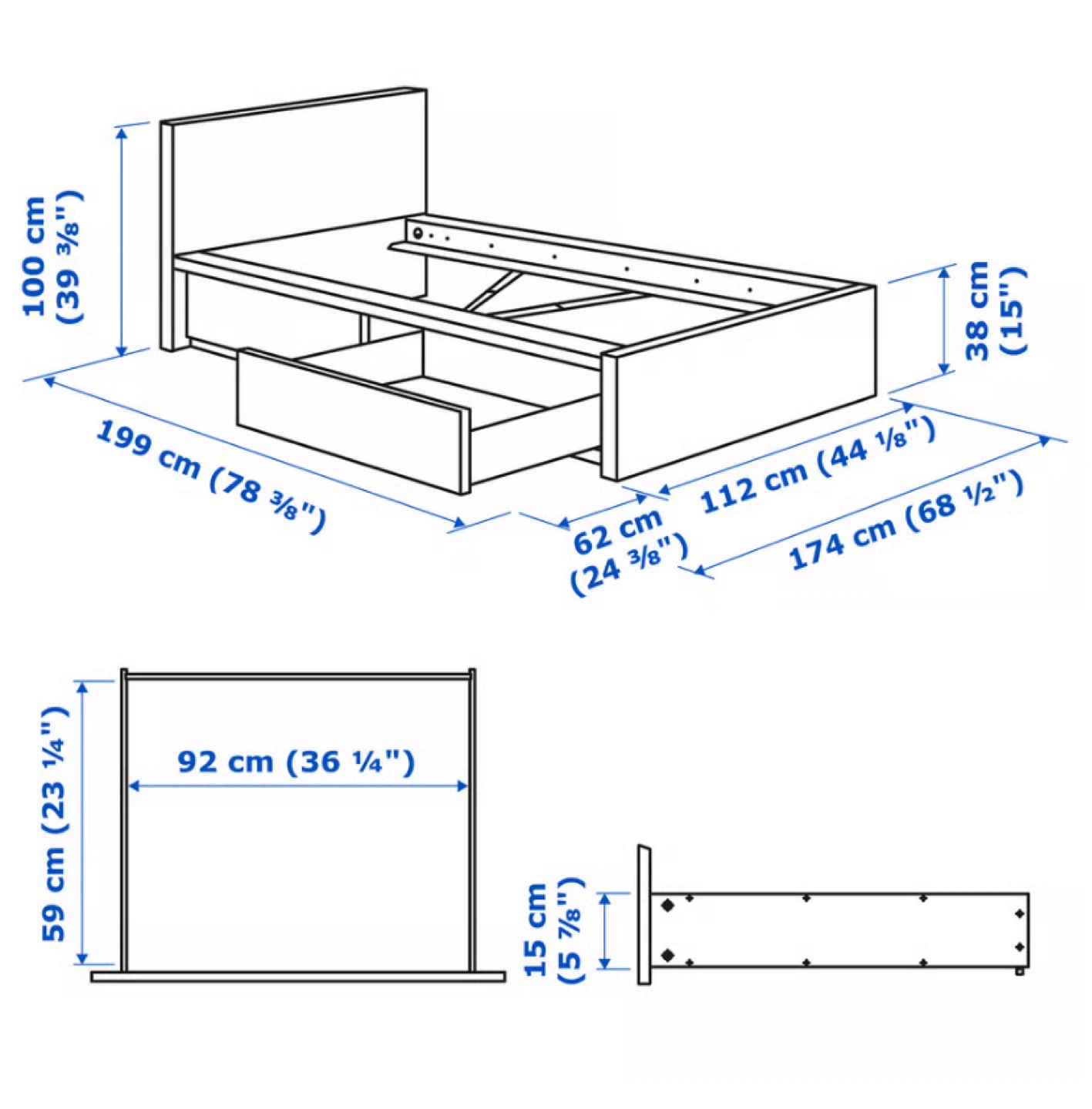 White IKEA MALM Bed with Storage Drawers - 29/30 May pickup - photo 5