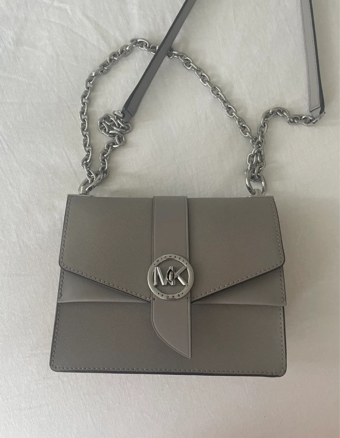 Michael Kors Grey Leather Chain Shoulder Bag