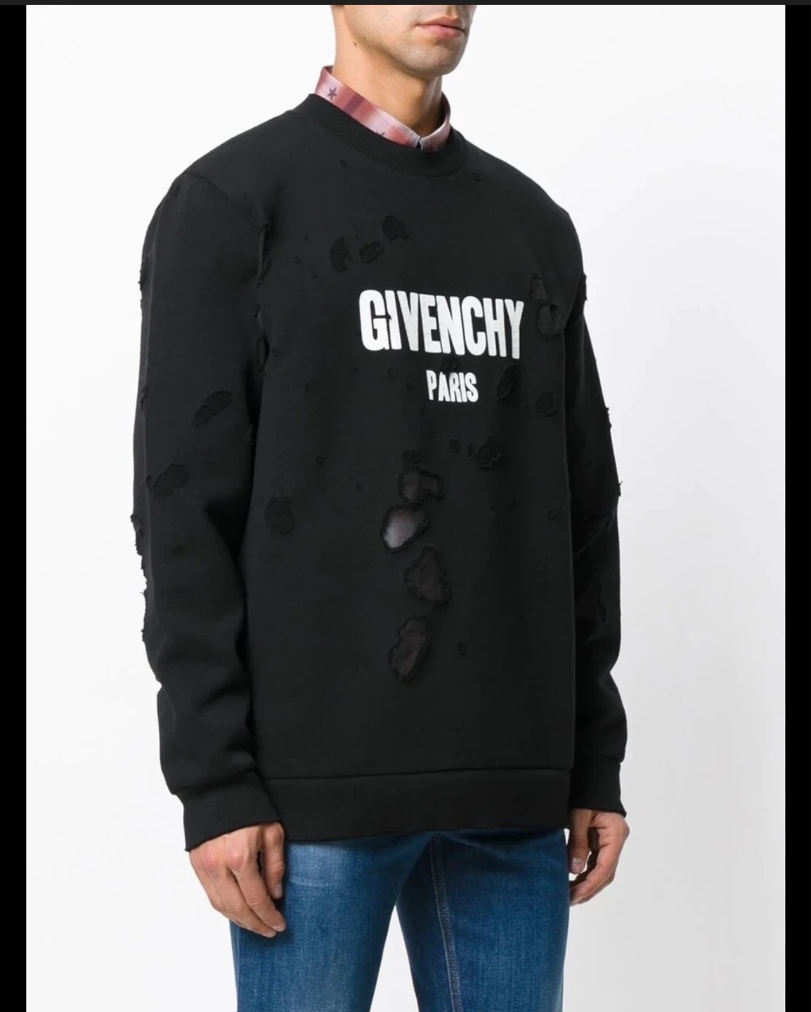 GIVENCHY PARIS Destroyed Distressed Sweatshirt Men's Size Large