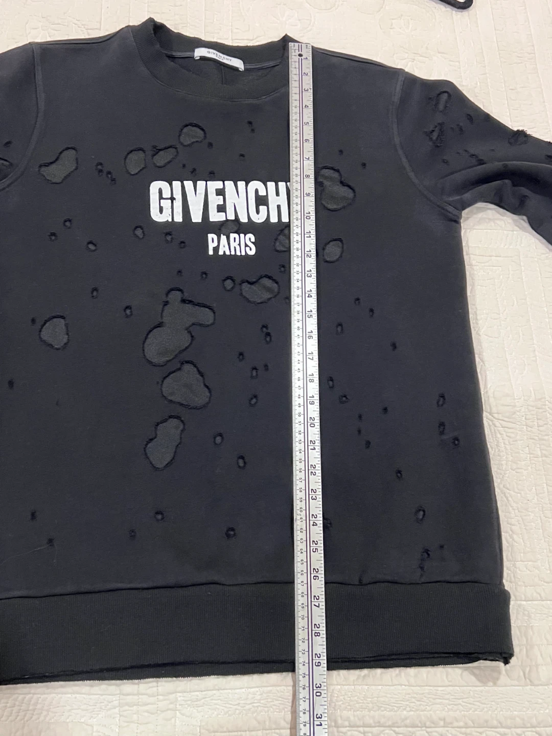 GIVENCHY PARIS Destroyed Distressed Sweatshirt Men's Size Large - photo 3