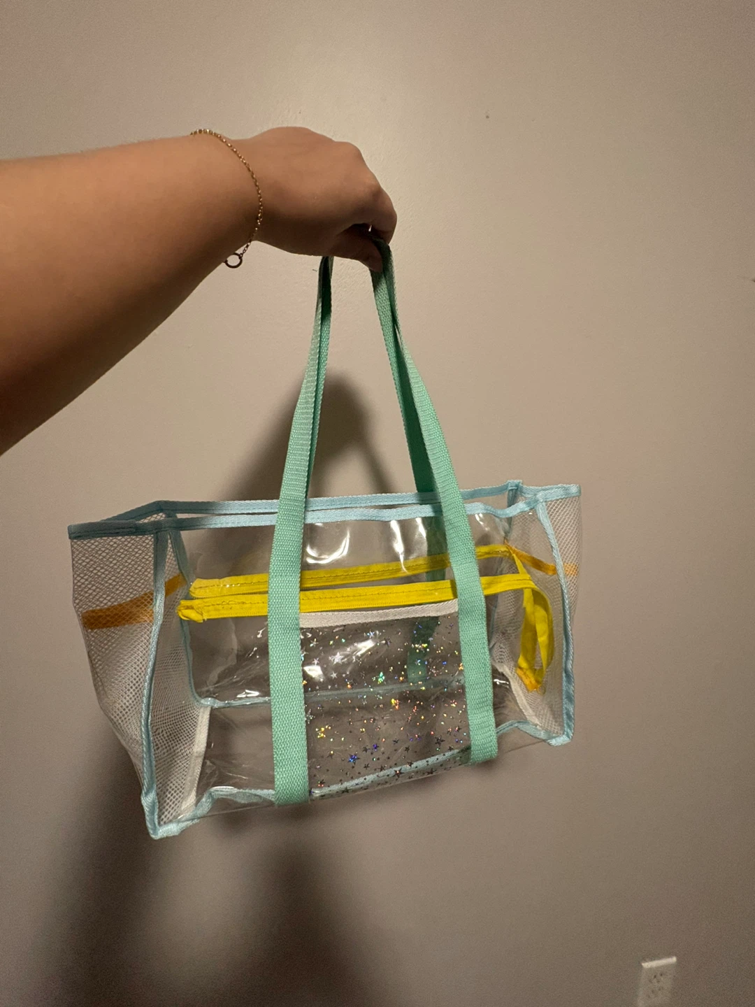 Clear Beach Tote Bag with Zipper Pockets