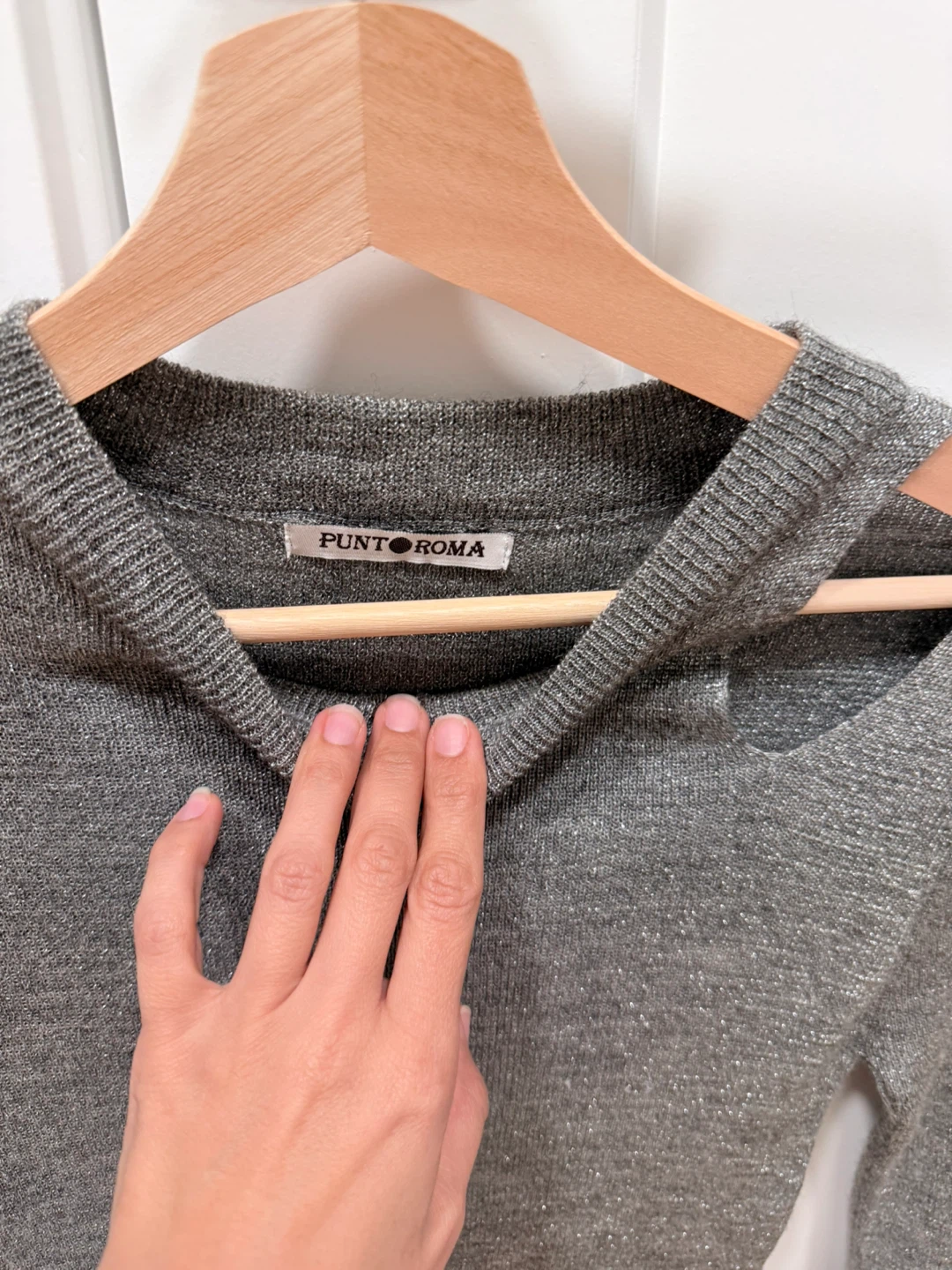 Punto Roma Grey Cut-Out Knit Sweater