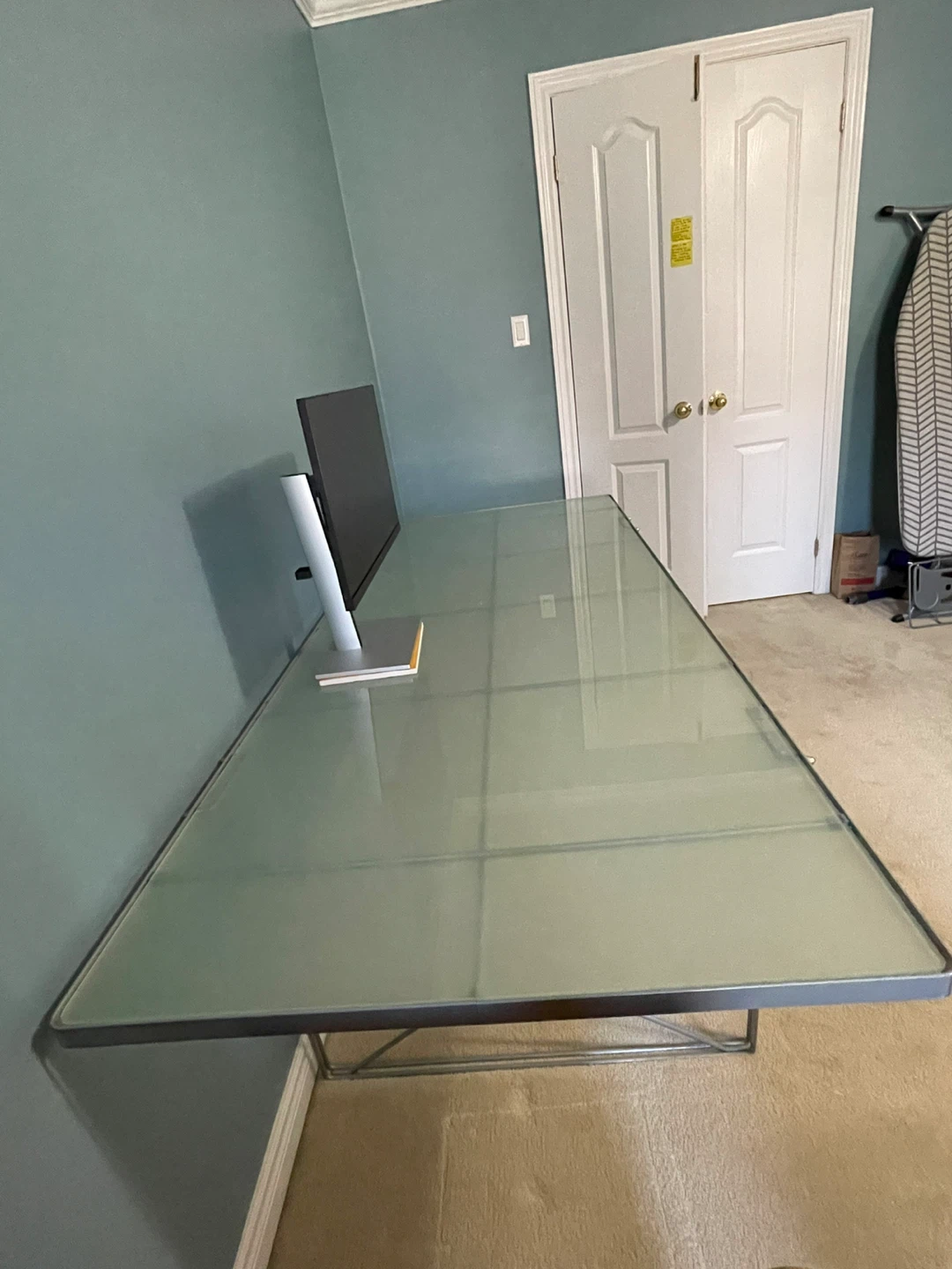 Glass Top Desk with Metal Legs - photo 4