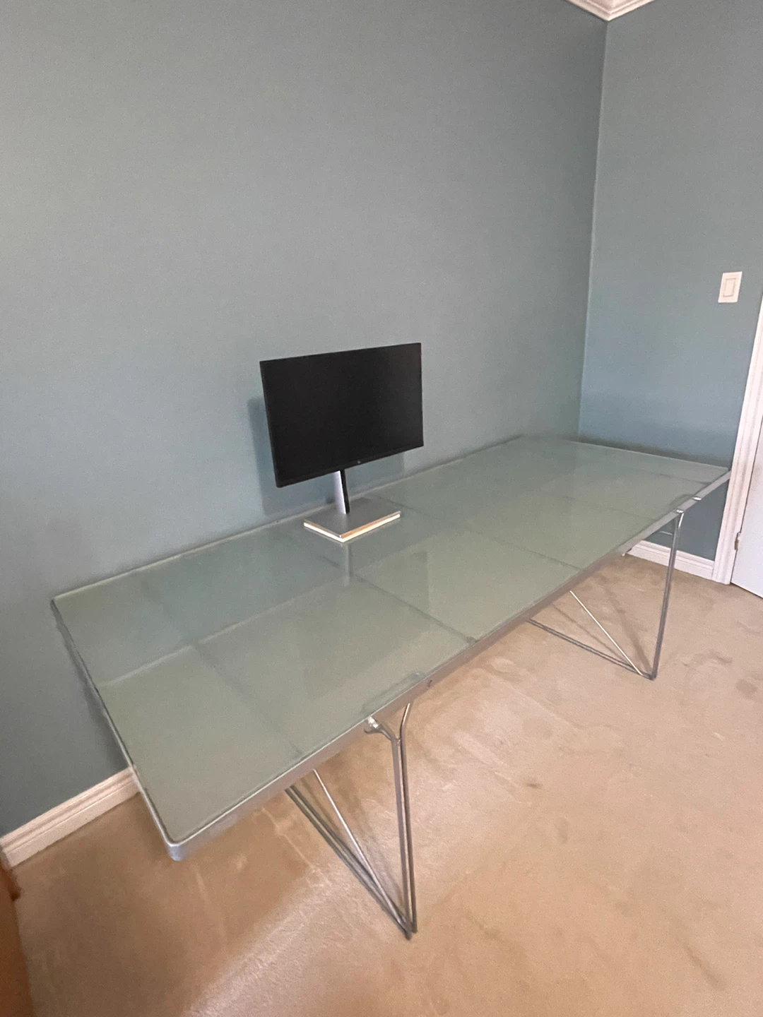 Glass Top Desk with Metal Legs - photo 2