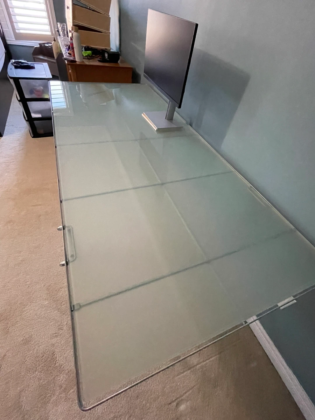 Glass Top Desk with Metal Legs - photo 3