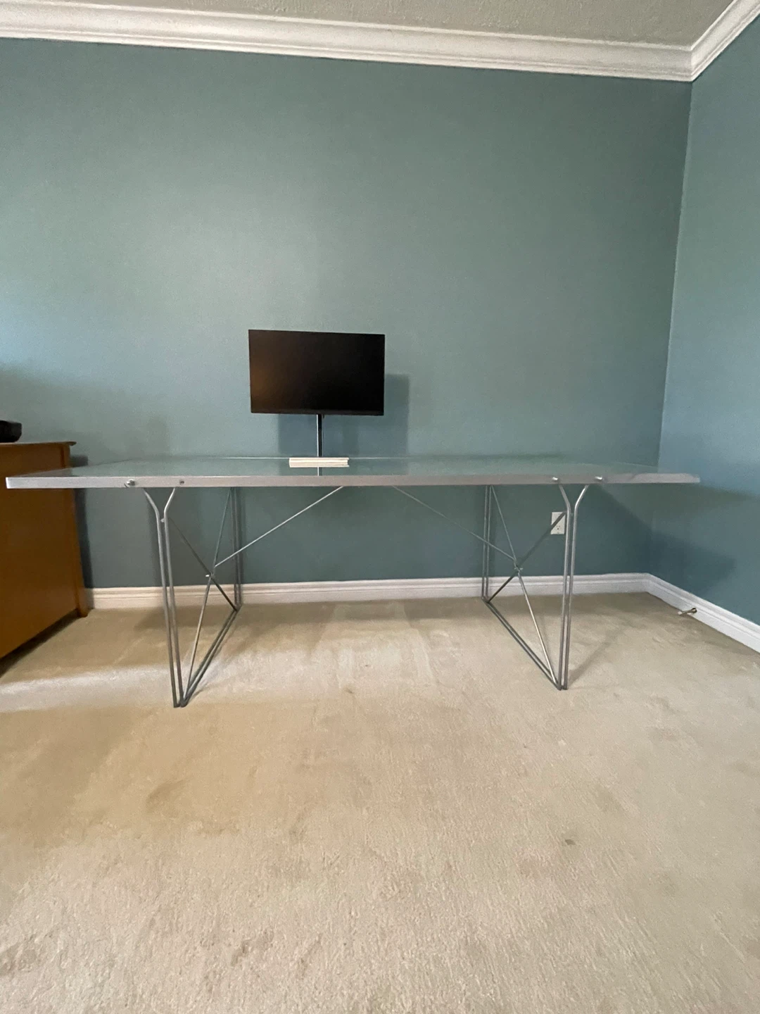 Glass Top Desk with Metal Legs