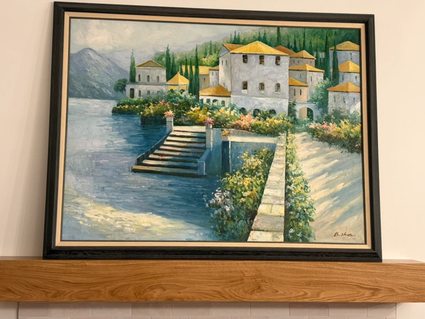 Oil Painting of Italian Villa by B. Bishop - photo 2