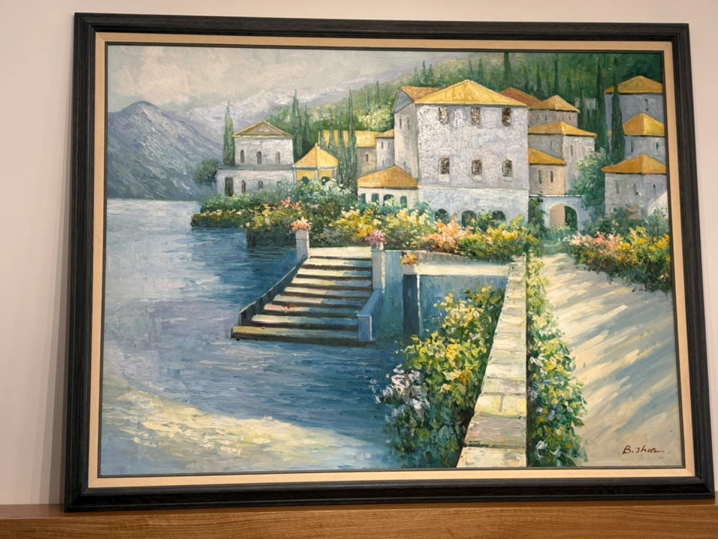 Oil Painting of Italian Villa by B. Bishop