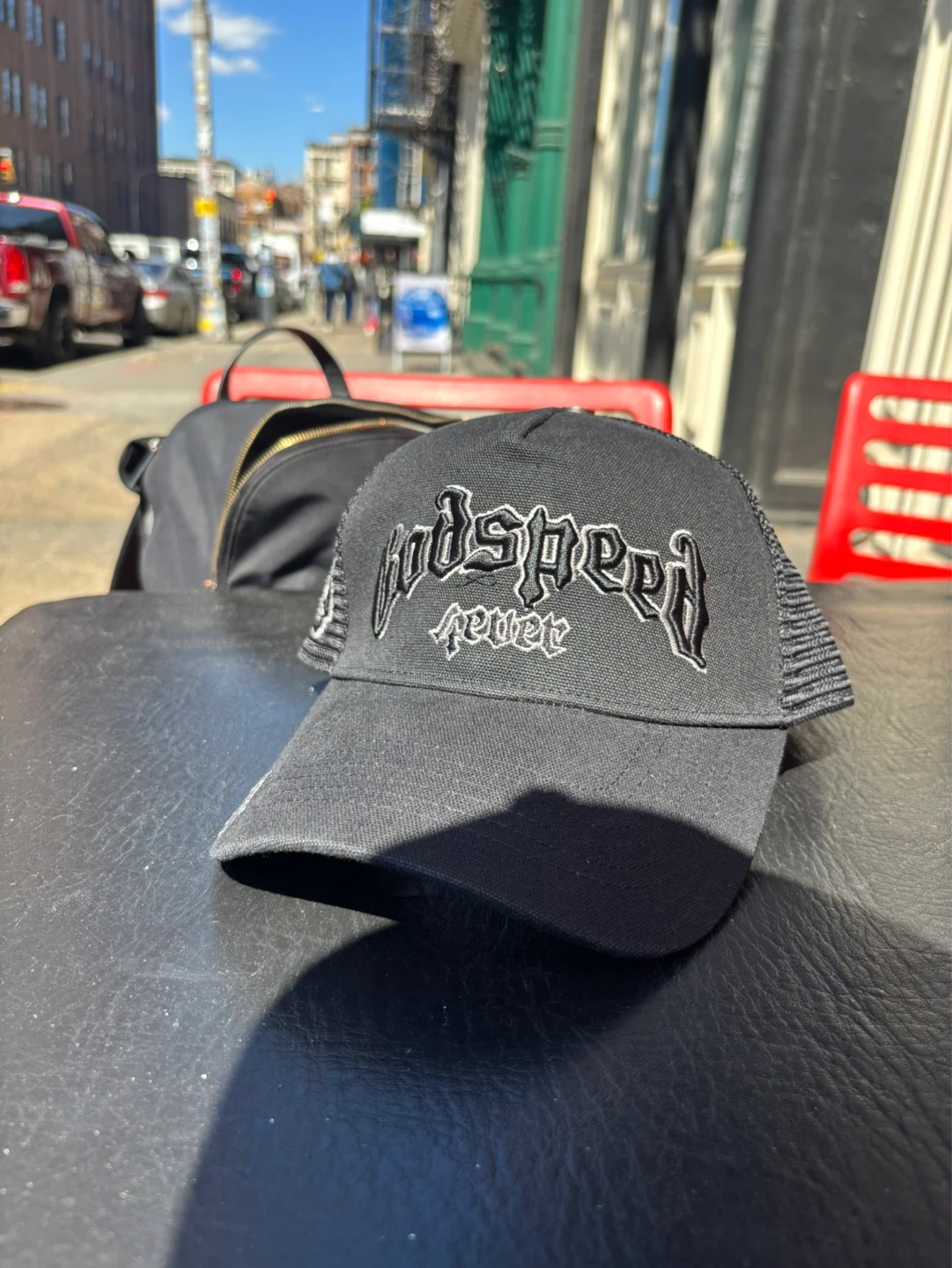 Godspeed Never trucker hat