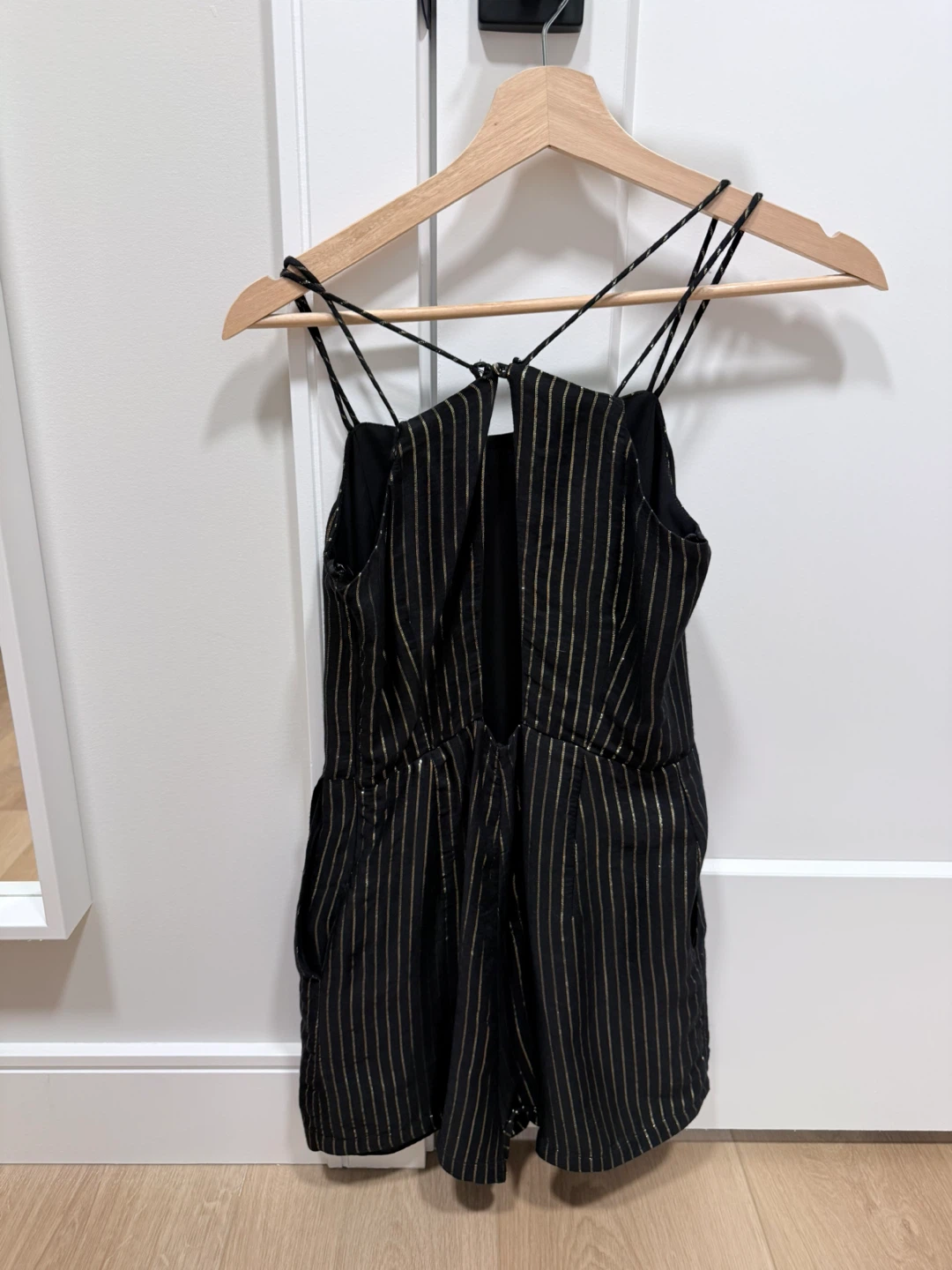 Mango Black and Gold Striped Romper