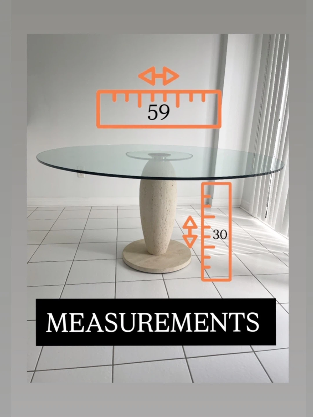 90's Italian Postmodern Style Travertine, Glass Top Dining Table - photo 5