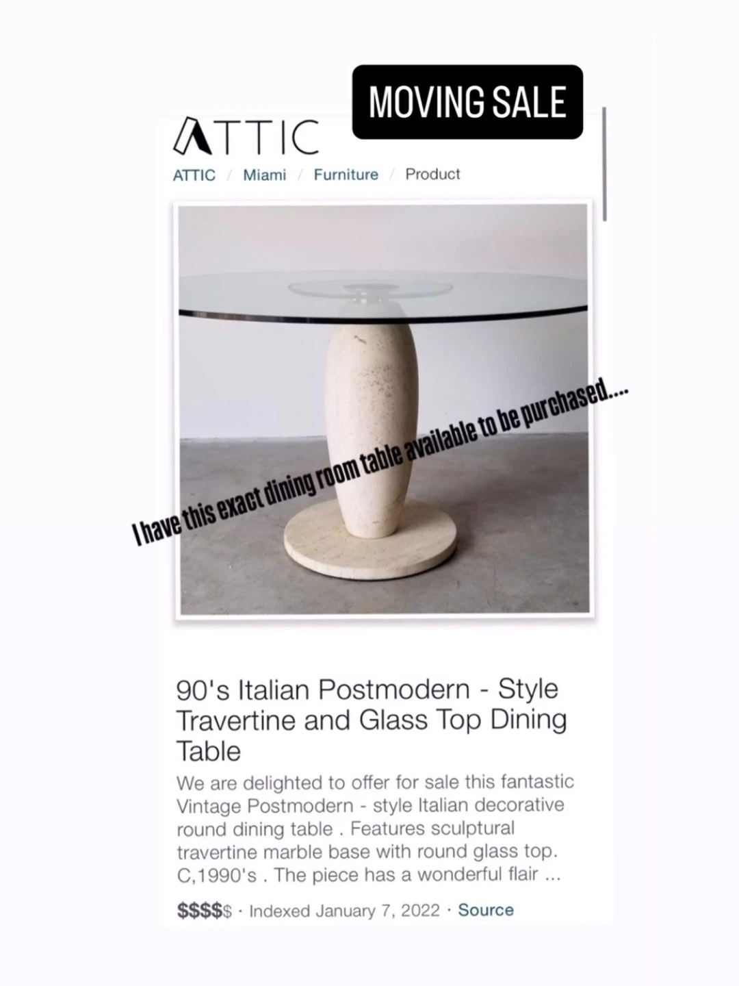 90's Italian Postmodern Style Travertine, Glass Top Dining Table - photo 2