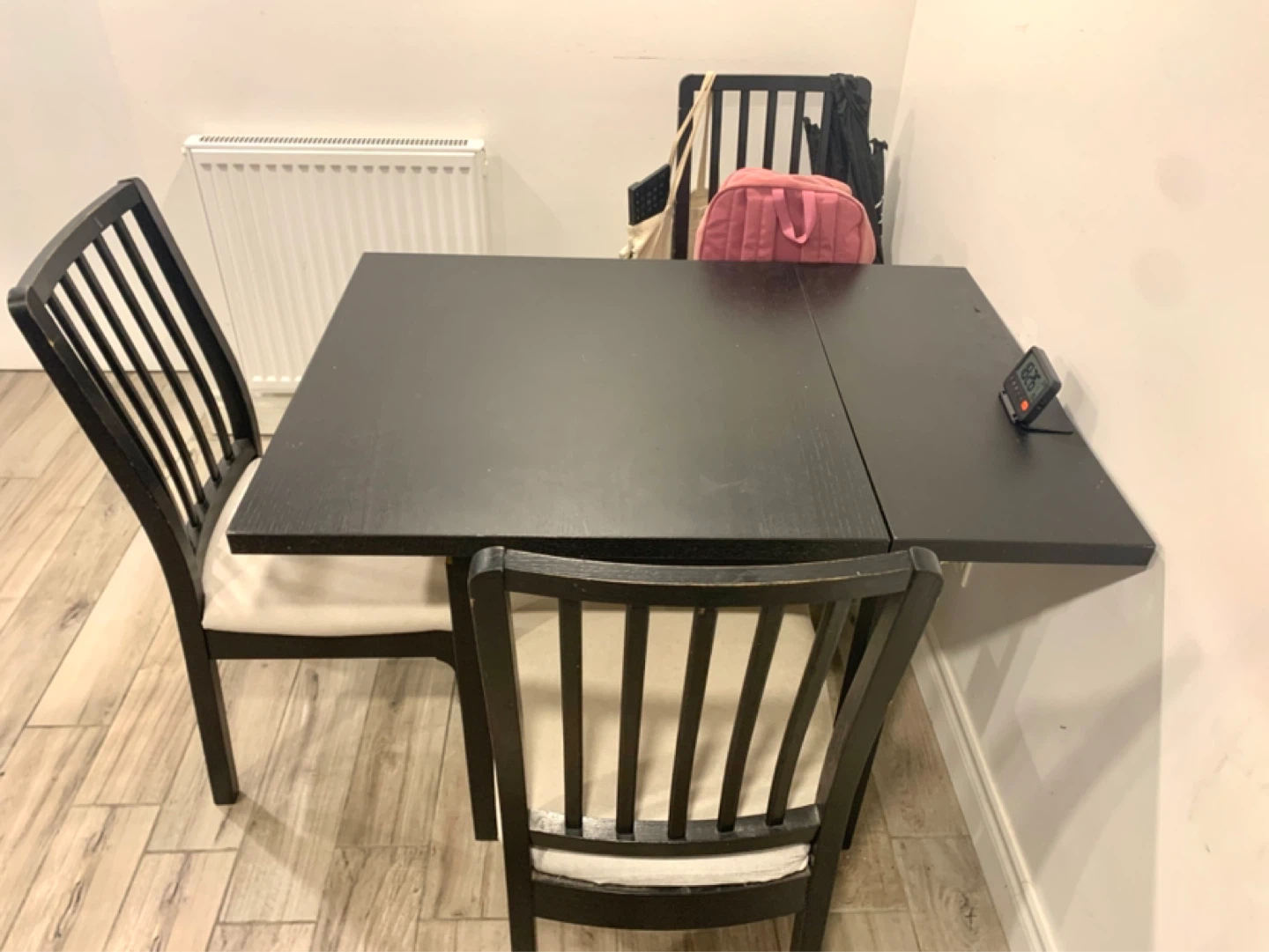Black IKEA NORDVIKEN Extendable Dining Table Set with 3 Chairs - photo 3