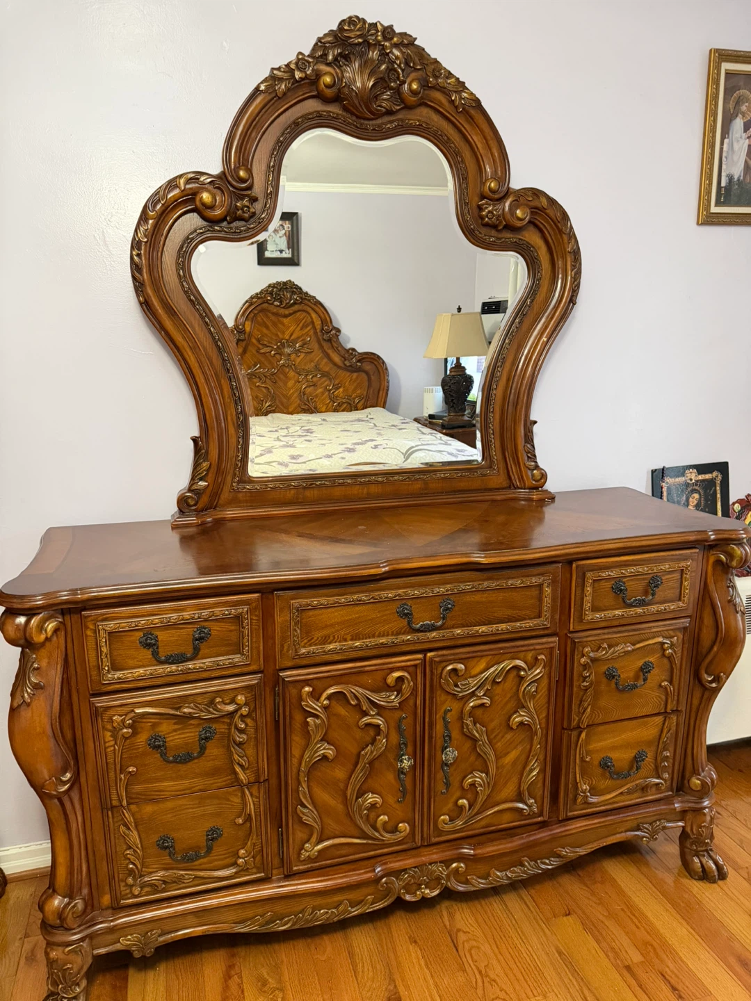 Wooden Brown Dresser With Mirror - photo 3