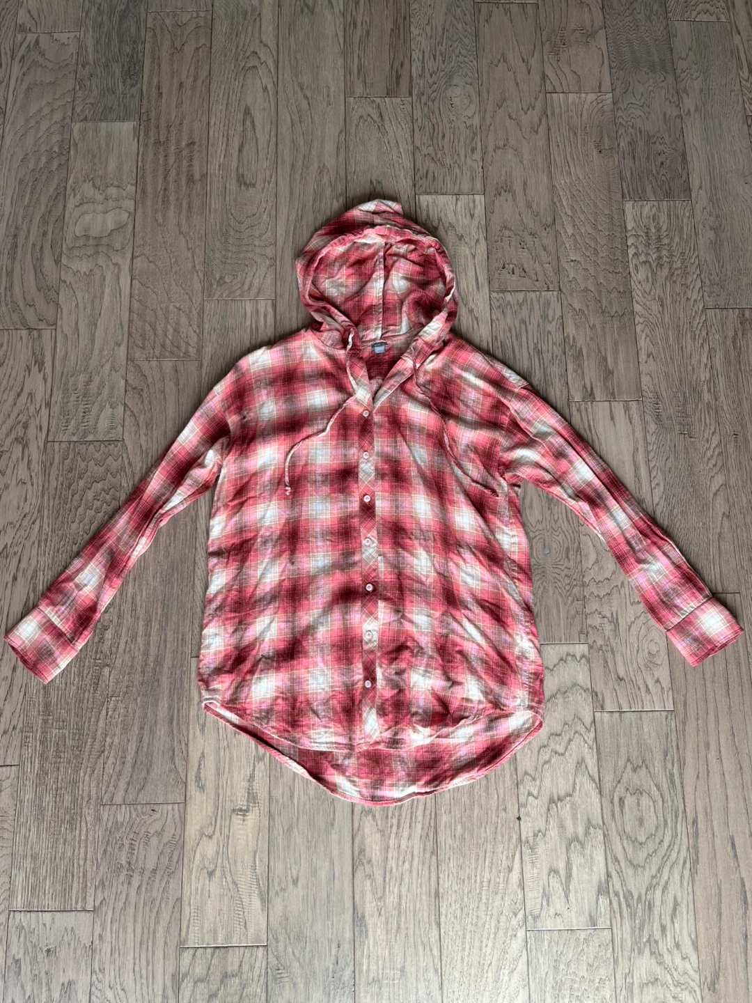 Aerie Plaid Hooded Button-Up Shirt