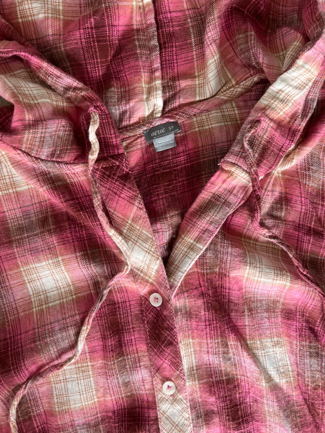 Aerie Plaid Hooded Button-Up Shirt - photo 2