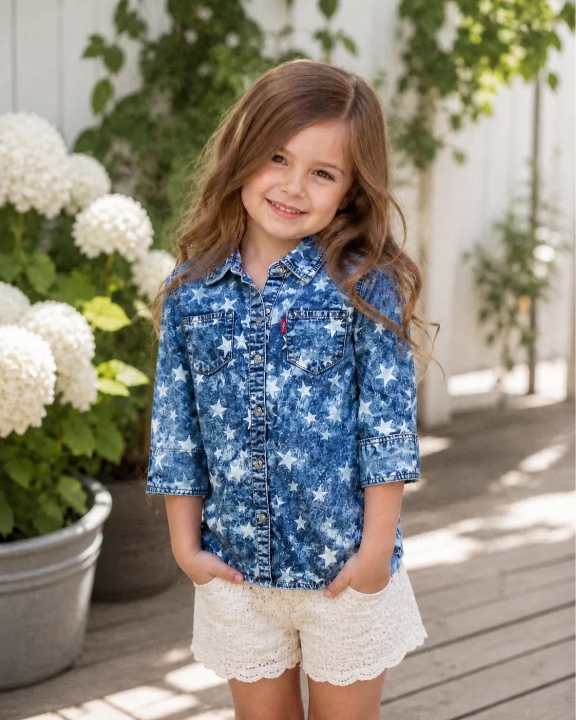 Levi's Girls Star Denim Shirt Size 6