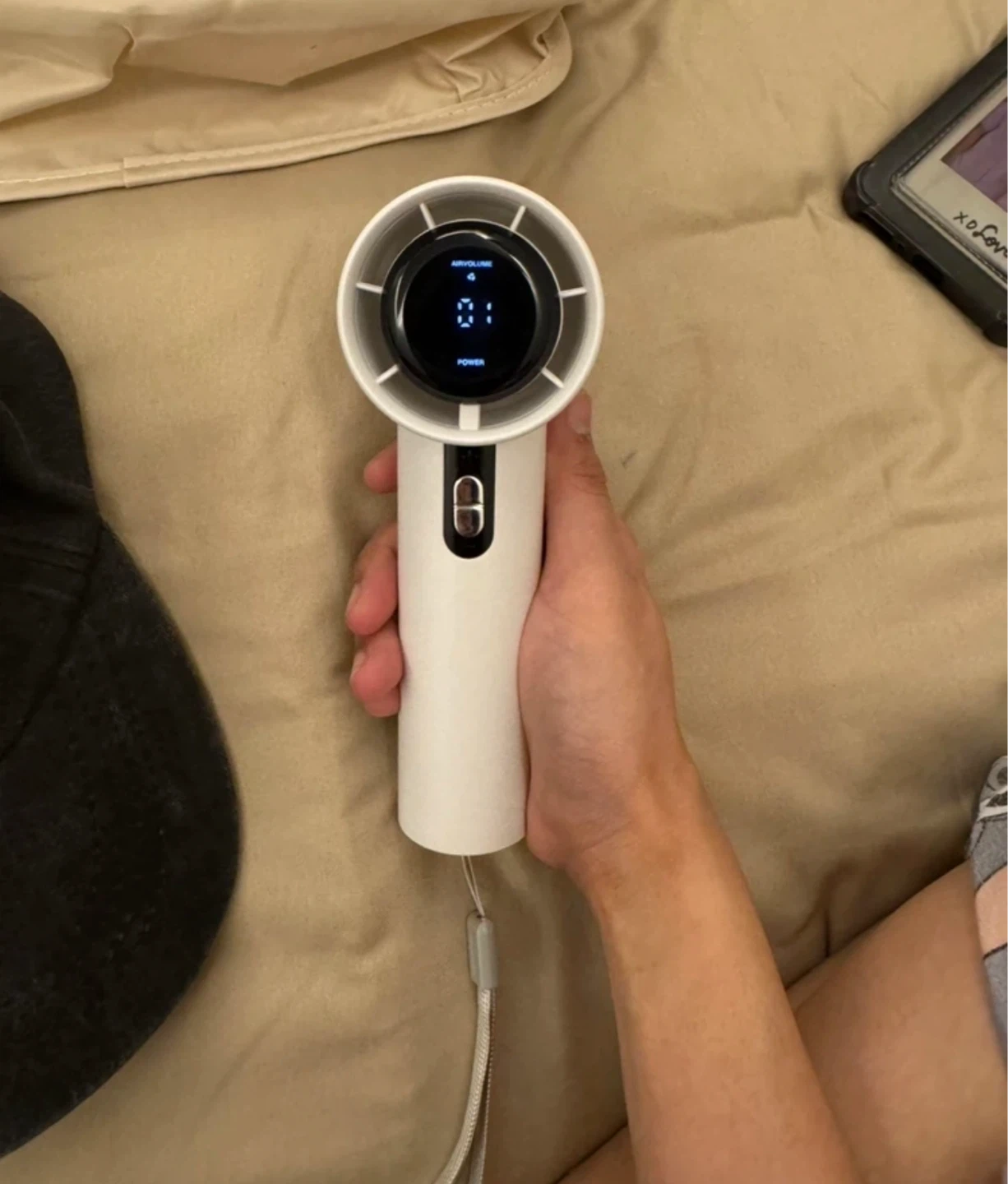 White Portable Rechargeable Handheld Fan, upto 6hrs battery