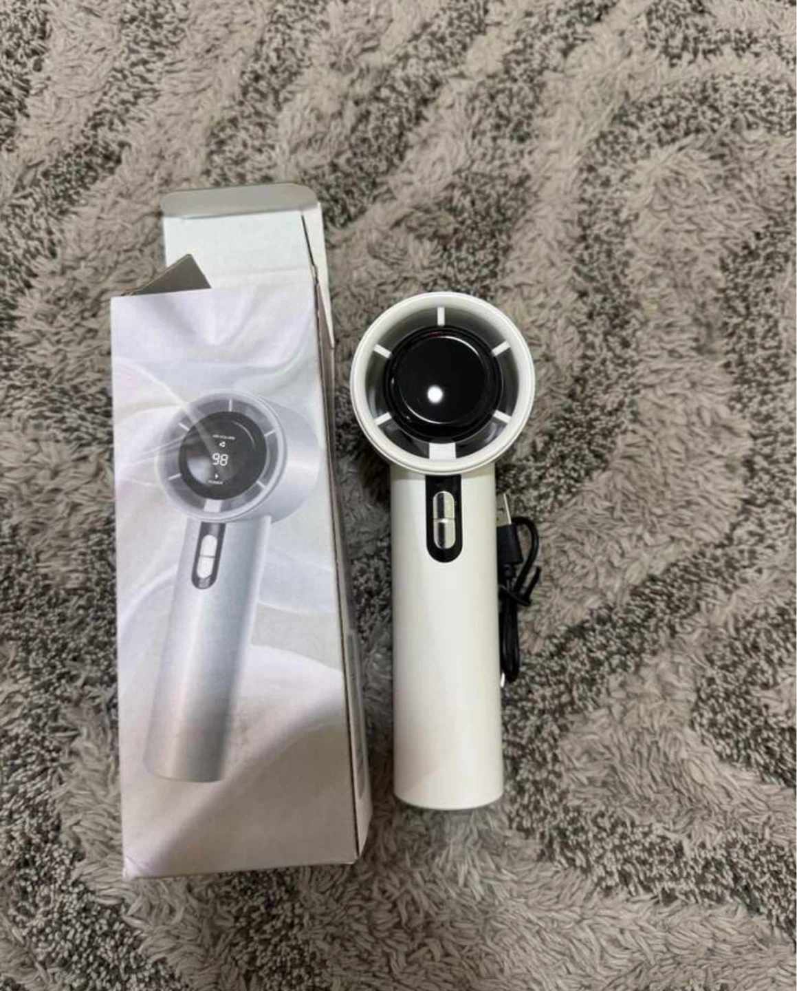 White Portable Rechargeable Handheld Fan, upto 6hrs battery - photo 3
