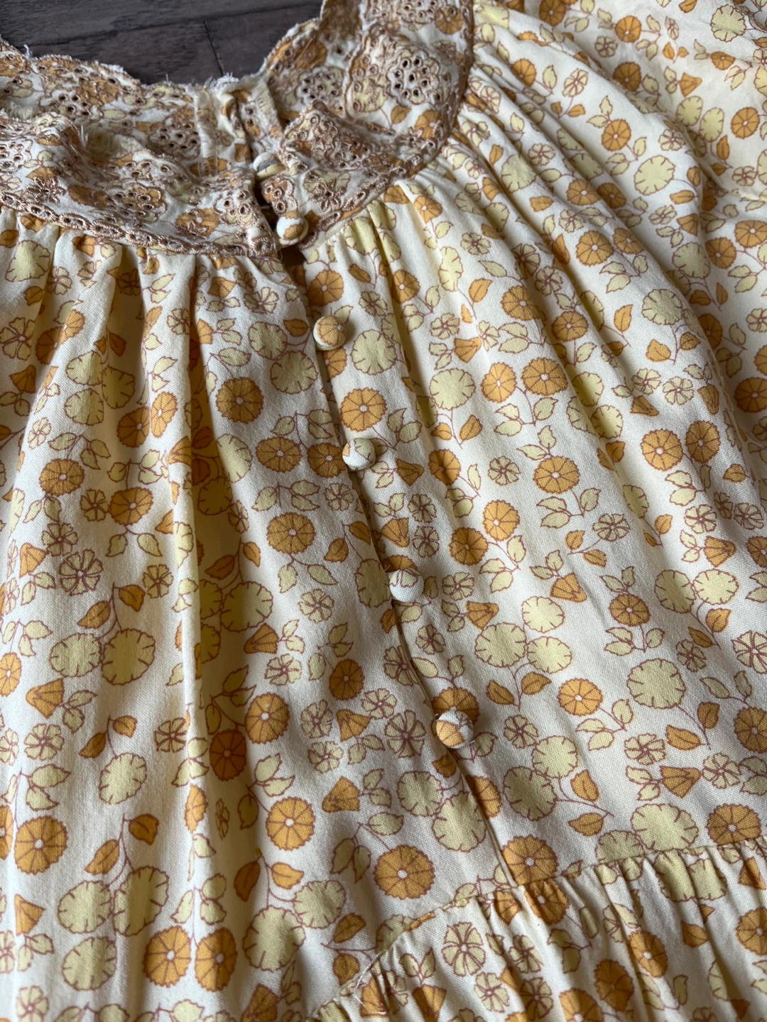 Lucky Brand Yellow Floral Tiered Midi Dress Size L - photo 3