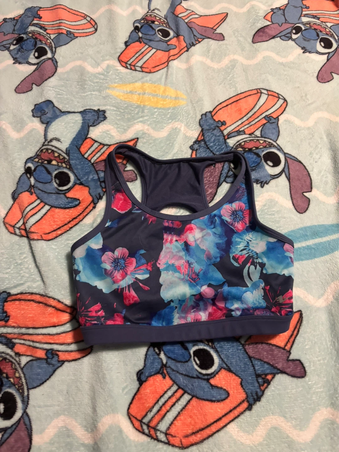 Athletic Works Sports Bra Floral Print L/G 10/12 girls